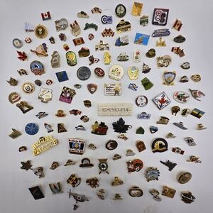 Lot of 127 Canada Inspired Lapel Pins Souvenir Curling Ski Police Vancouver B.C.